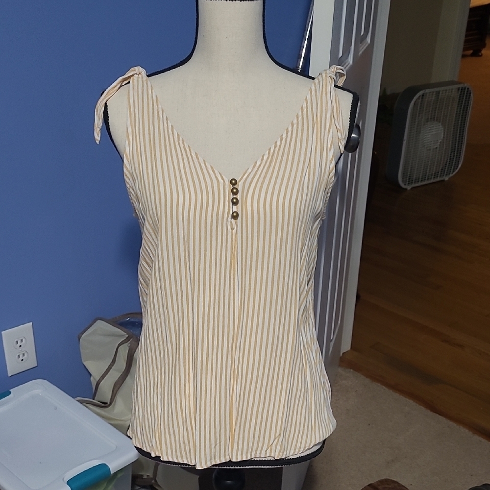 Striped Cream Sleeveless Top